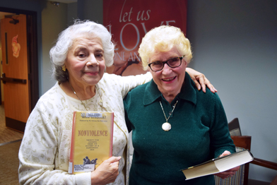 Carolyn and Nora receive library outreach services