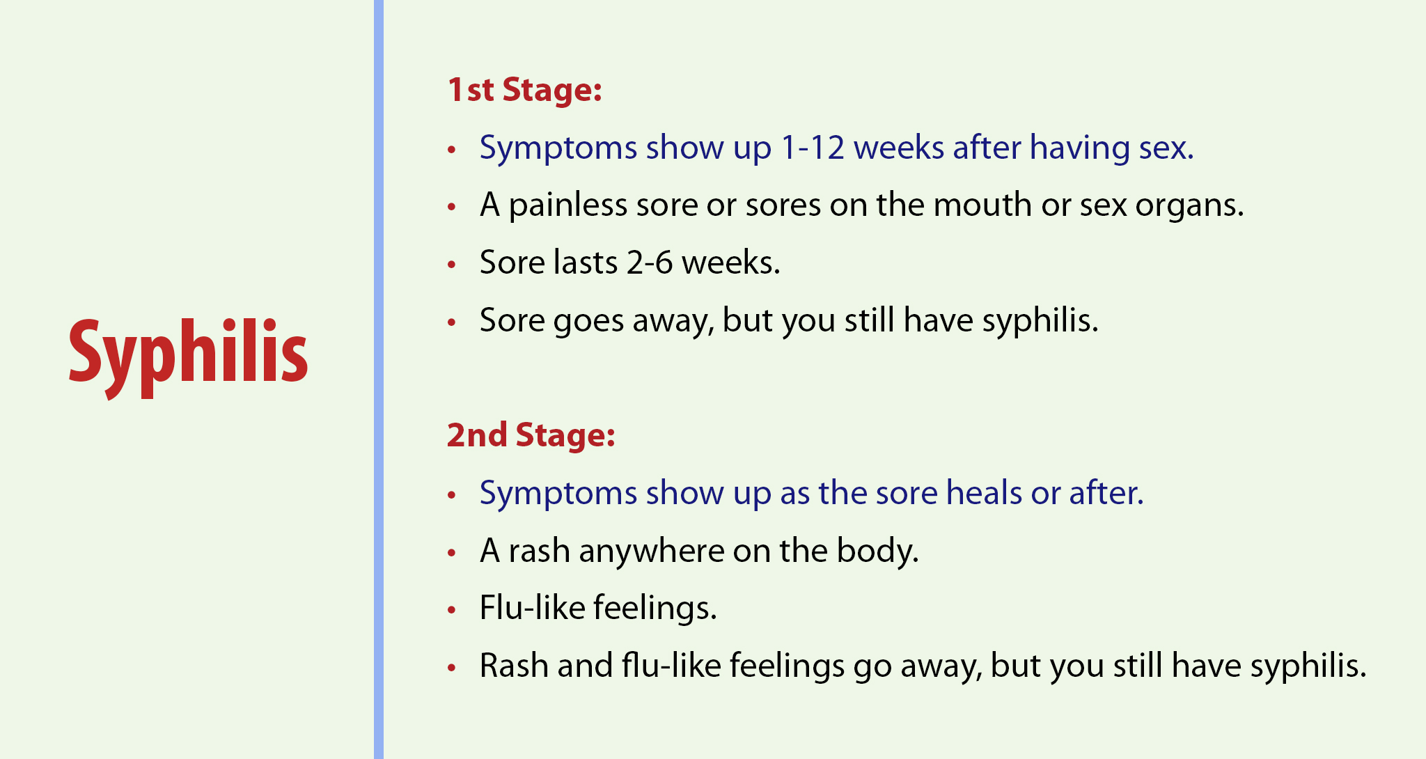 Syphilis has two stages